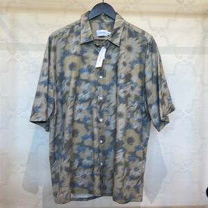 Distorted Floral Short Sleeve Topman Button up